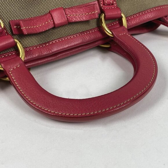Prada Logo Jacquard Handbag 2-Way Shoulder Bag Ribbon Handbag Canvas Brown - Picture 8 of 9